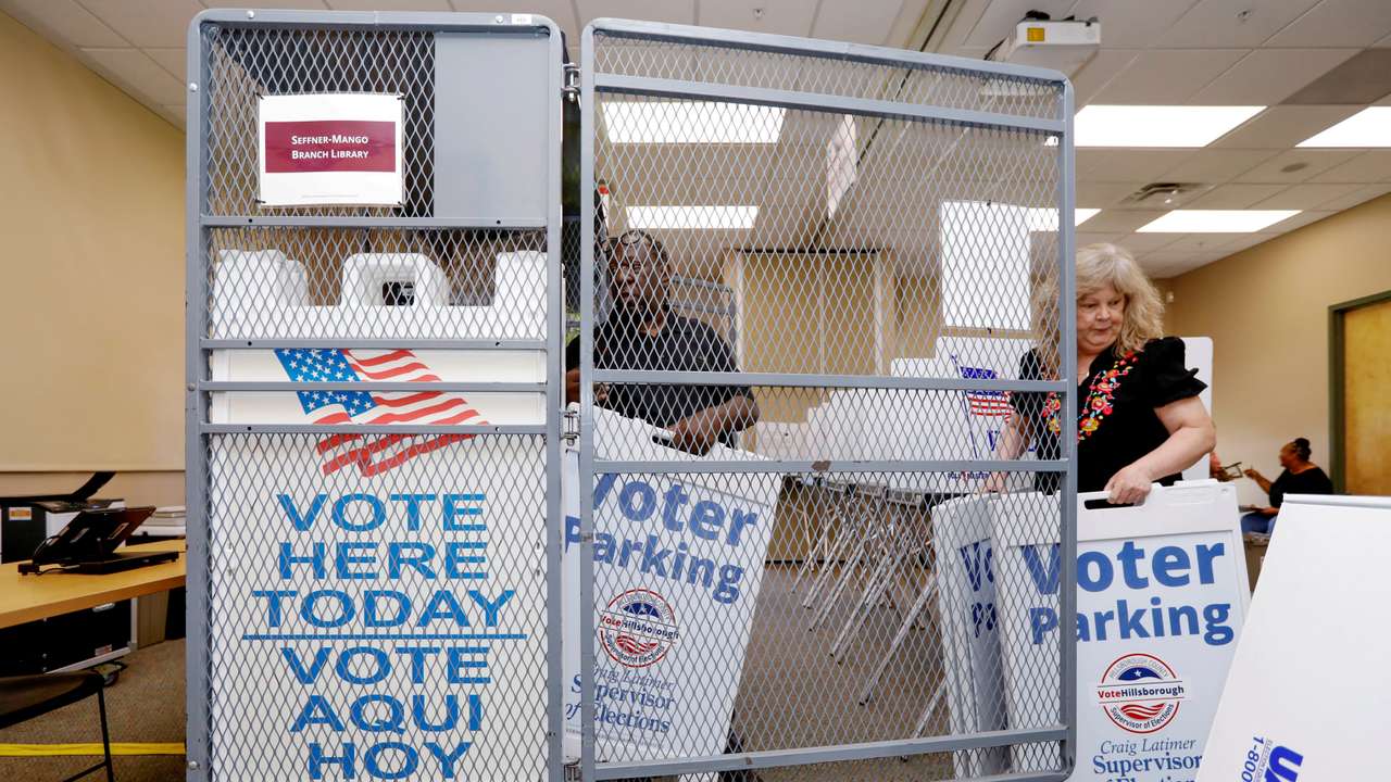 Voting machines are shown at Hillsborough County supervisor of elections office