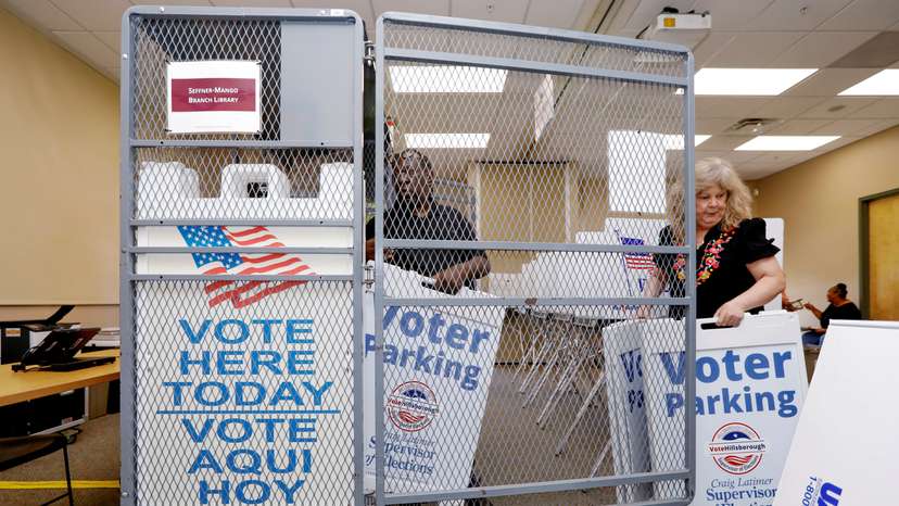 Voting machines are shown at Hillsborough County supervisor of elections office