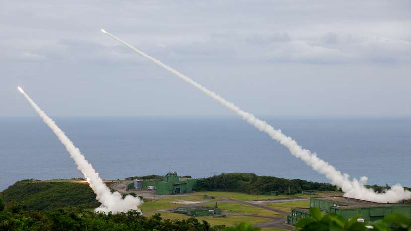 FILE PHOTO: The Taiwanese military conducts its first High Mobility Artillery Rocket System (HIMARS) live-fire test launch at the Jiupeng base in Pingtung