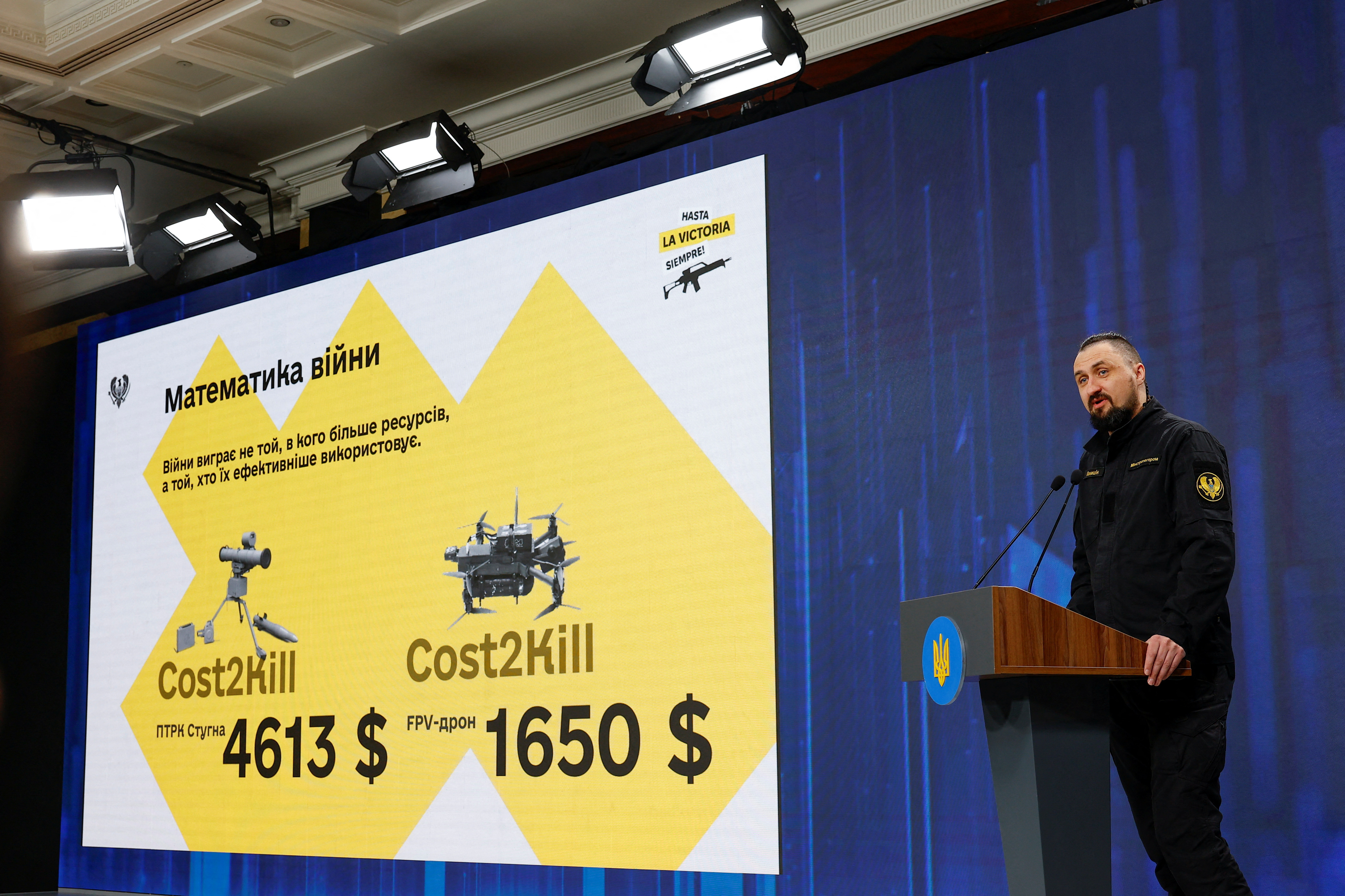 Ukrainian Strategic Industries Minister Kamyshin attends a conference in Kyiv