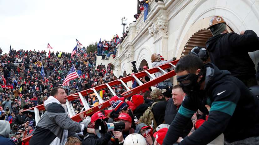 FILE PHOTO: Supporters of U.S. President Donald Trump gather in Washington