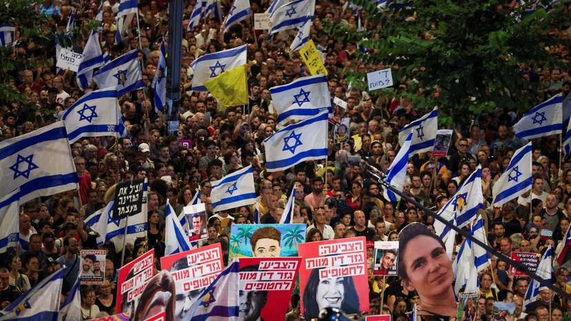 Protest against the government and in support for the hostages who were kidnapped during the deadly October 7 attack, in Tel Aviv