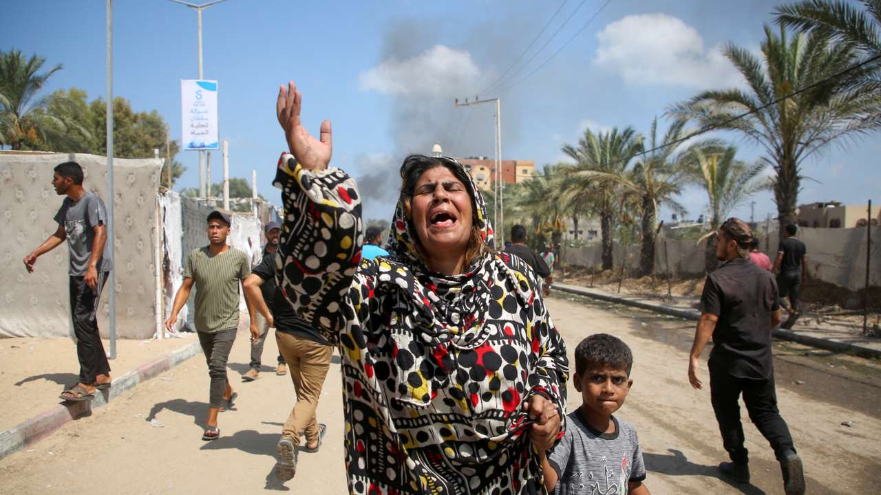 Aftermath of Israeli strikes in Khan Younis in the southern Gaza Strip