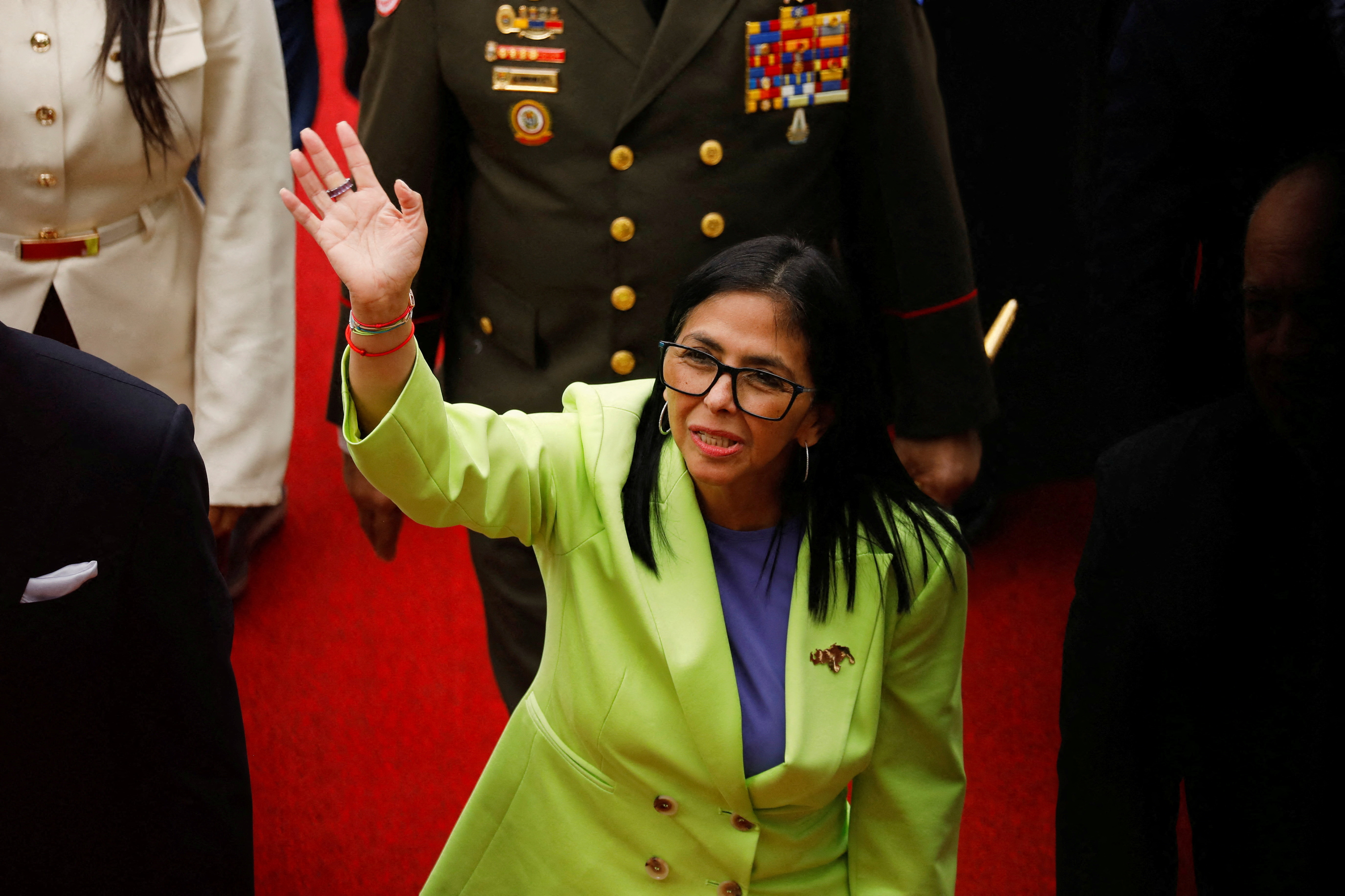 FILE PHOTO: Venezuela's interim president Delcy Rodriguez delivers her first annual address to the nation at the National Assembly