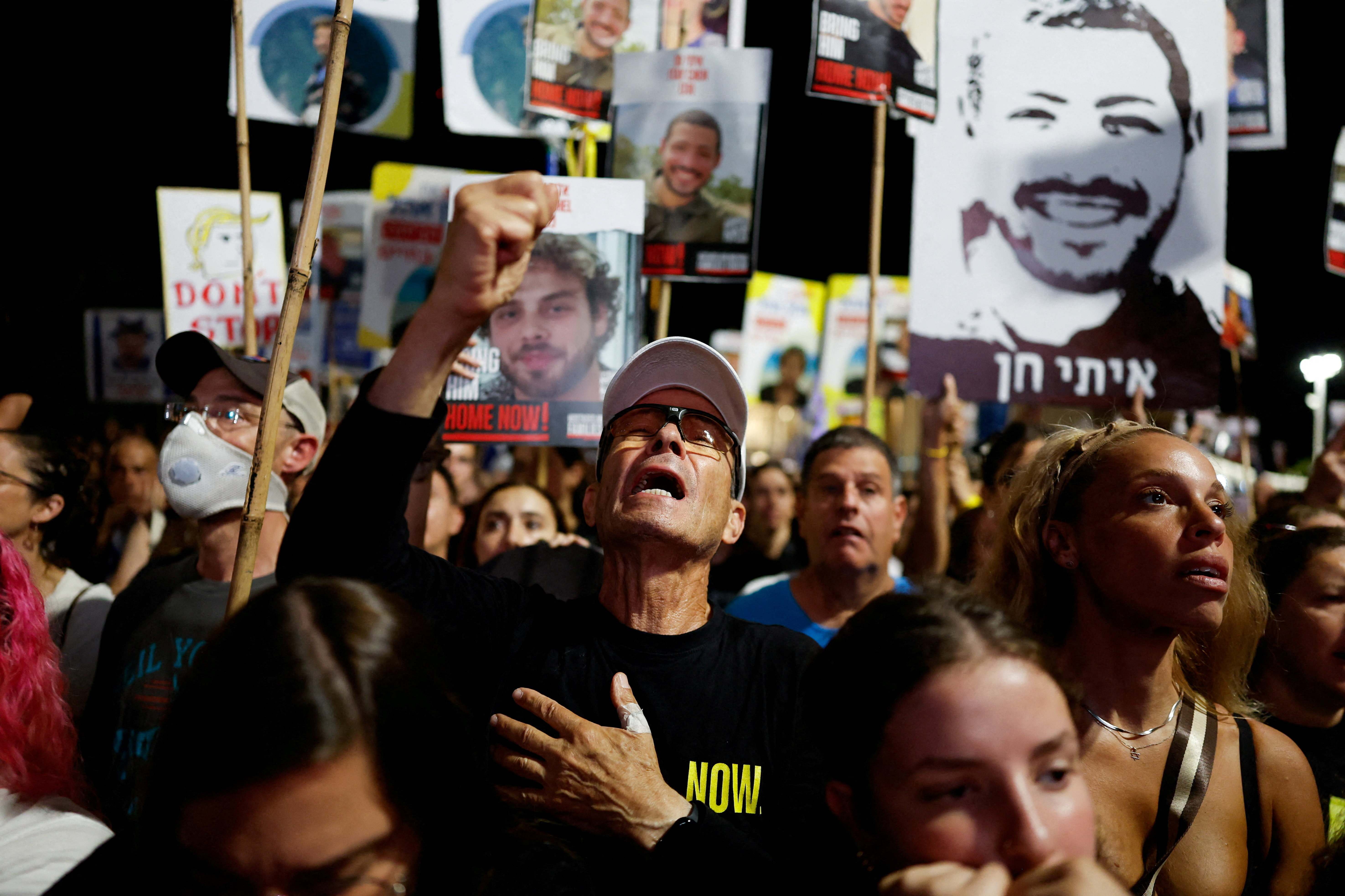 Demonstration demanding the immediate release of all hostages and the end of war in Gaza, in Tel Aviv