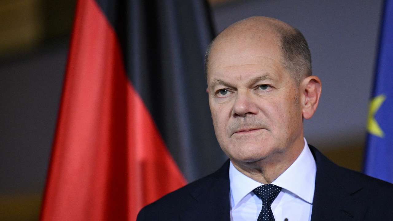 German Chancellor Scholz attends media briefing after sacking Finance Minister Lindner, in Berlin
