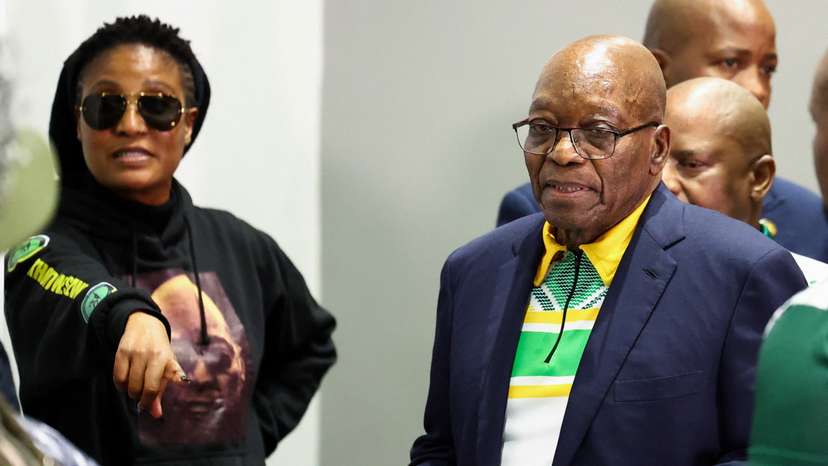 FILE PHOTO: South Africa's former President Zuma briefs media on political developments