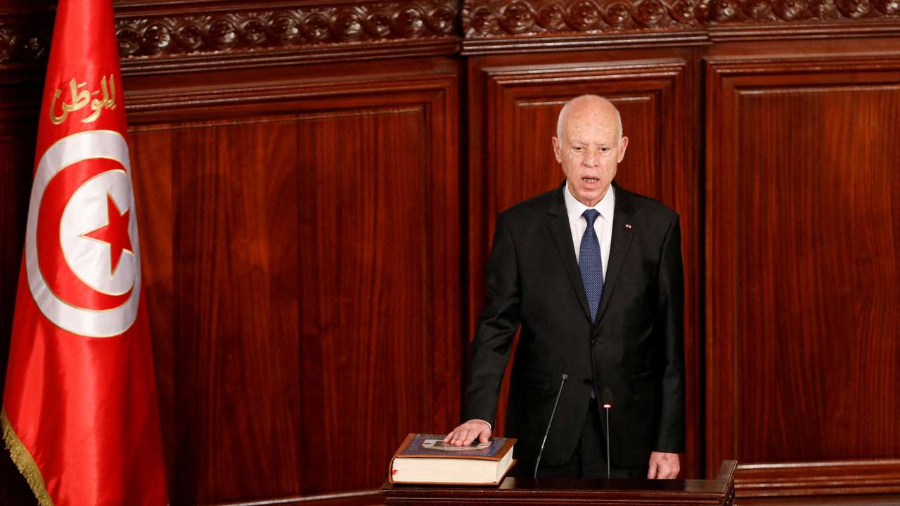 FILE PHOTO: Tunisian president-elect Kais Saied swearing-in ceremony in Tunis