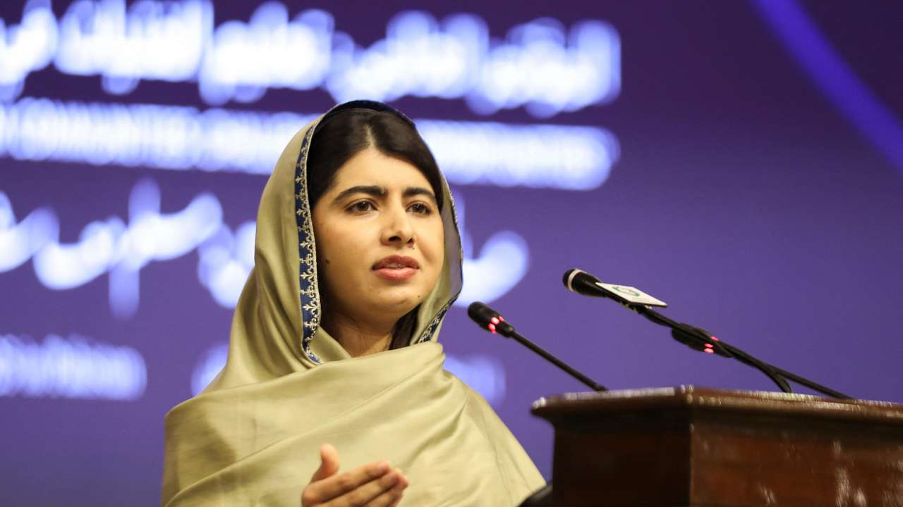 Nobel laureate Malala Yousafzai speaks during the "Girls' Education in Muslim Communities: Challenges and Opportunities" summit in Islamabad