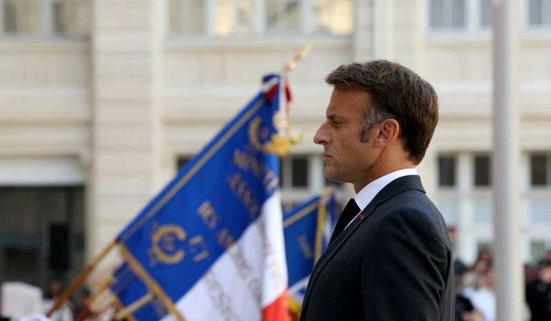 FILE PHOTO: French President Macron attends 80th anniversary of police headquarters liberation in Paris