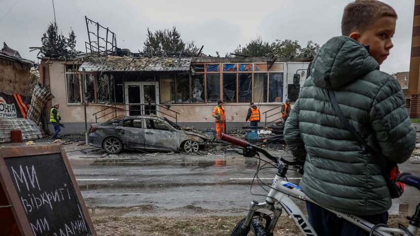 Aftermath of Russian drone and missile attack in Brovary, outside of Kyiv