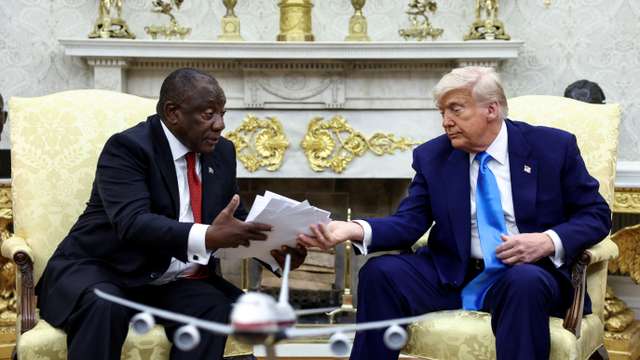 U.S. President Donald Trump meets South African President Cyril Ramaphosa at the White house