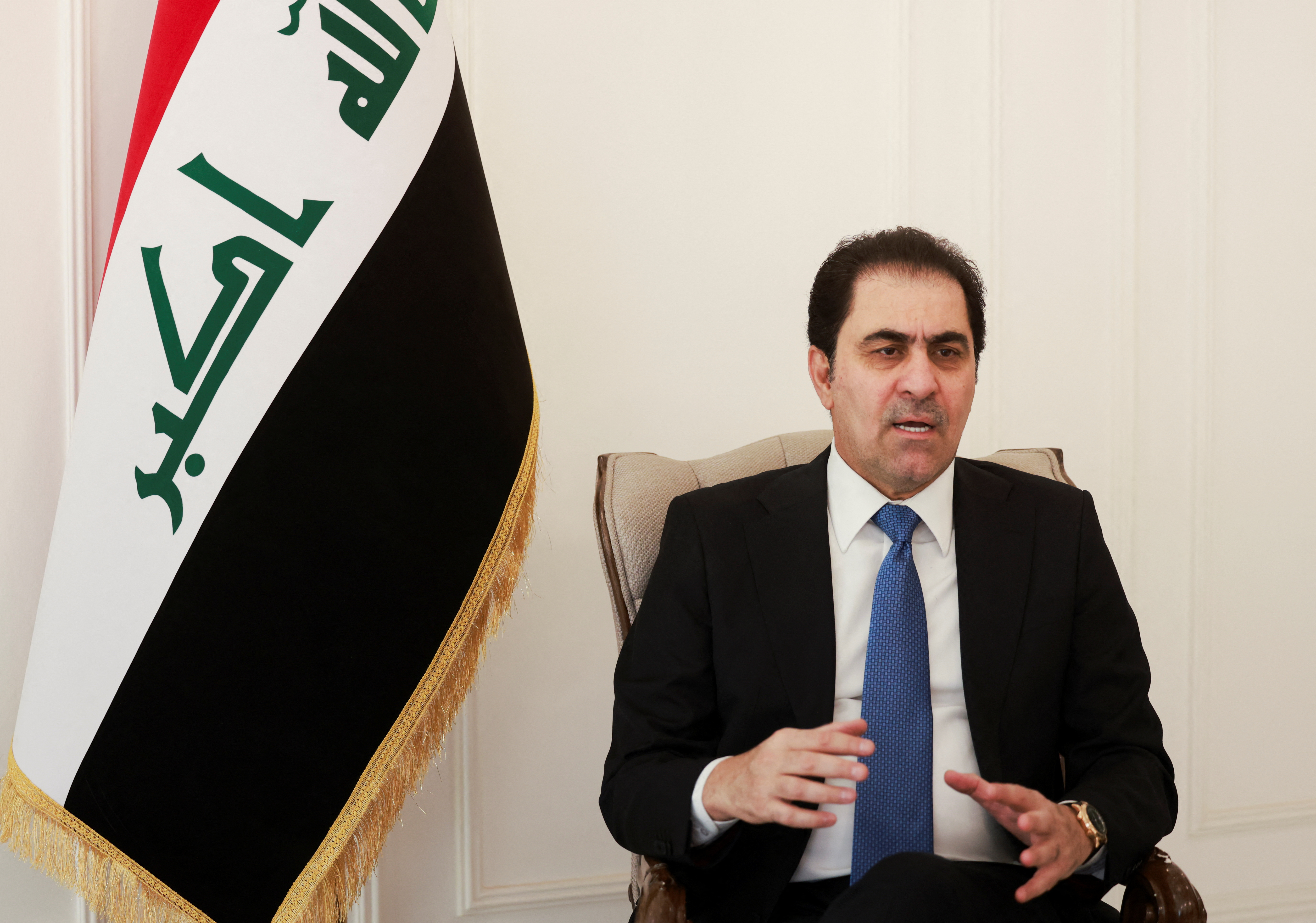 Mohsen al-Mandalawi, deputy speaker of Iraq’s parliament, speaks during an interview with Reuters in Baghdad