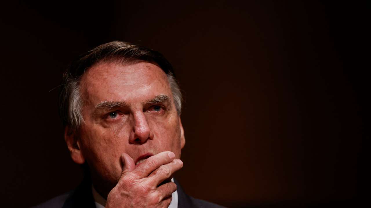 Brazil's former President Jair Bolsonaro attends an event at the Municipal Theatre in Sao Paulo