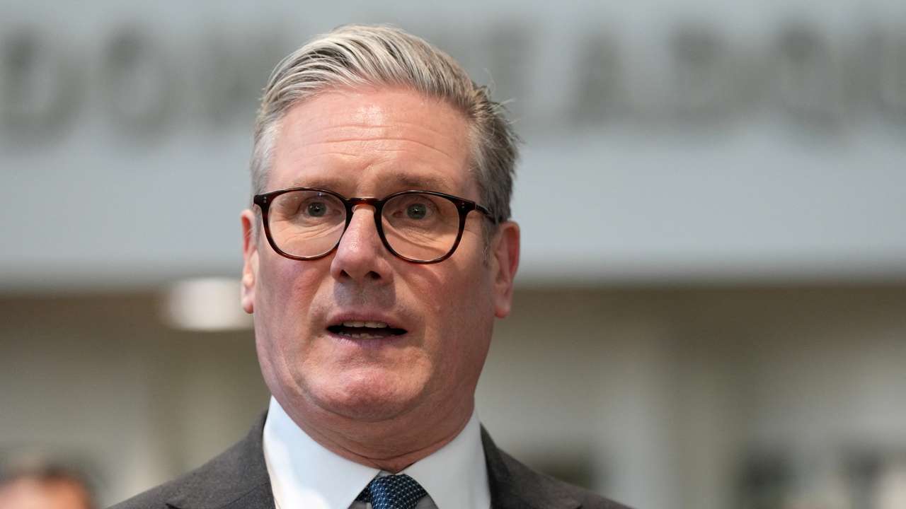 Britain's Prime Minister Keir Starmer visits a military base in London