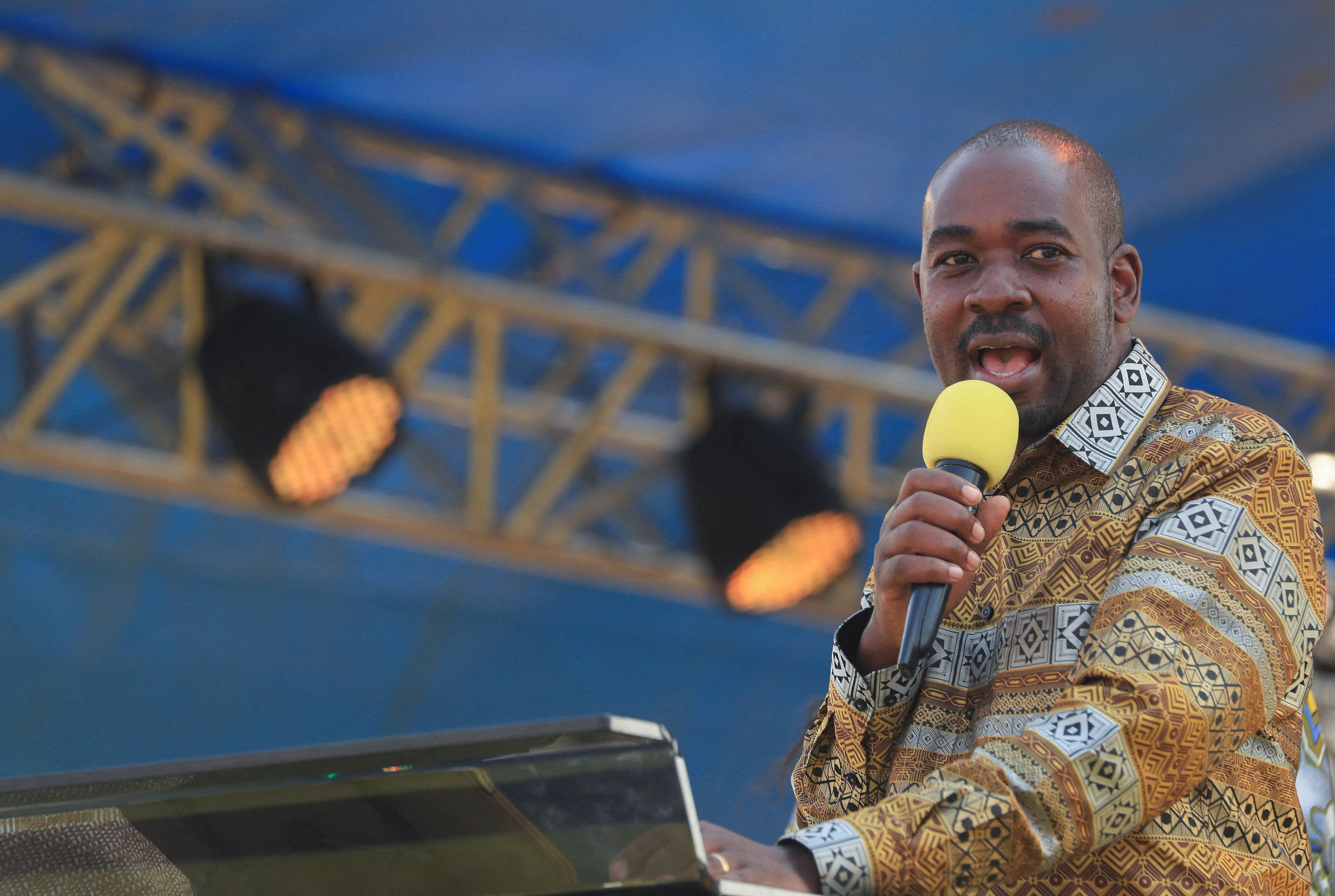 FILE PHOTO: Zimbabwe's opposition leader Chamisa attends election rally in Harare