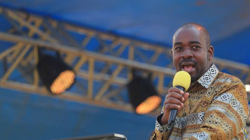 FILE PHOTO: Zimbabwe's opposition leader Chamisa attends election rally in Harare