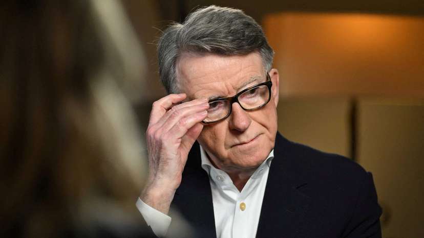 Former British ambassador to U.S. Mandelson attends interview for BBC's 'Sunday with Laura Kuenssberg' in London