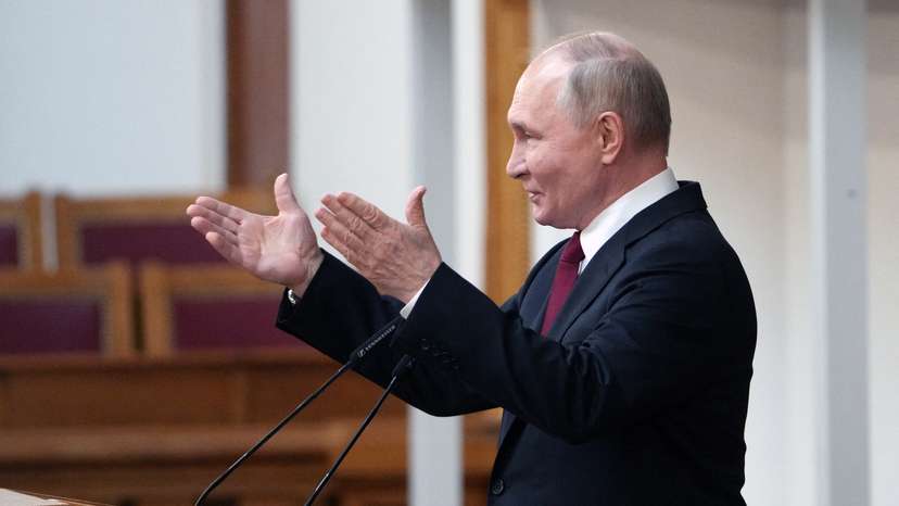 Russian President Vladimir Putin speaks at the BRICS Parliamentary Forum in Saint Petersburg