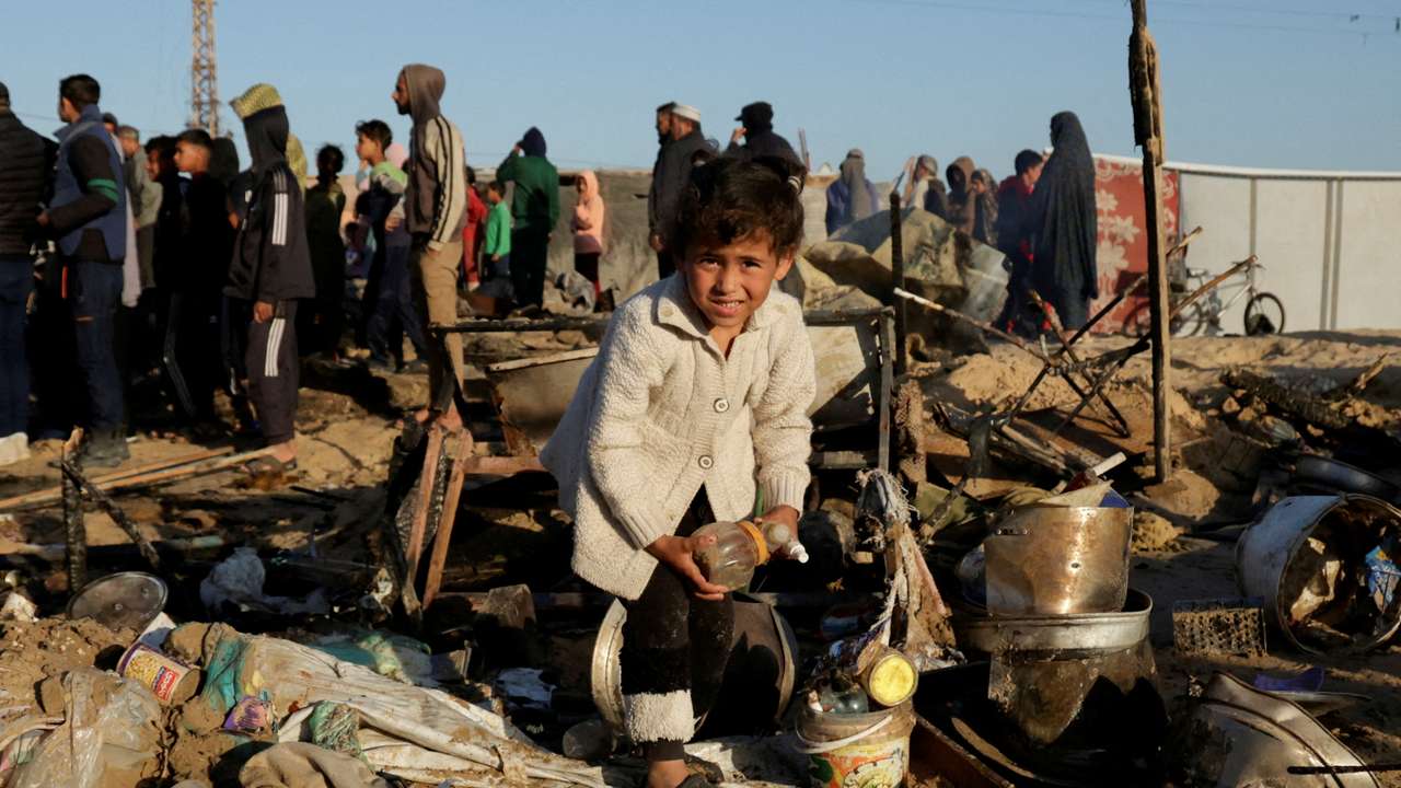 Aftermath of an Israeli strike on a tent camp sheltering displaced people, in Khan Younis