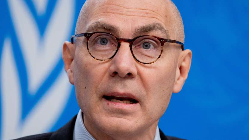 Volker Turk, United Nations High Commissioner for Human Rights, attends a news conference at the United Nations in Geneva
