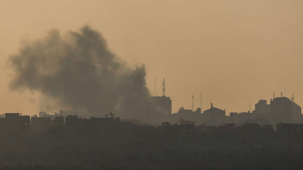Smoke rises from Gaza, amid the Israel-Hamas conflict, as seen from Israel