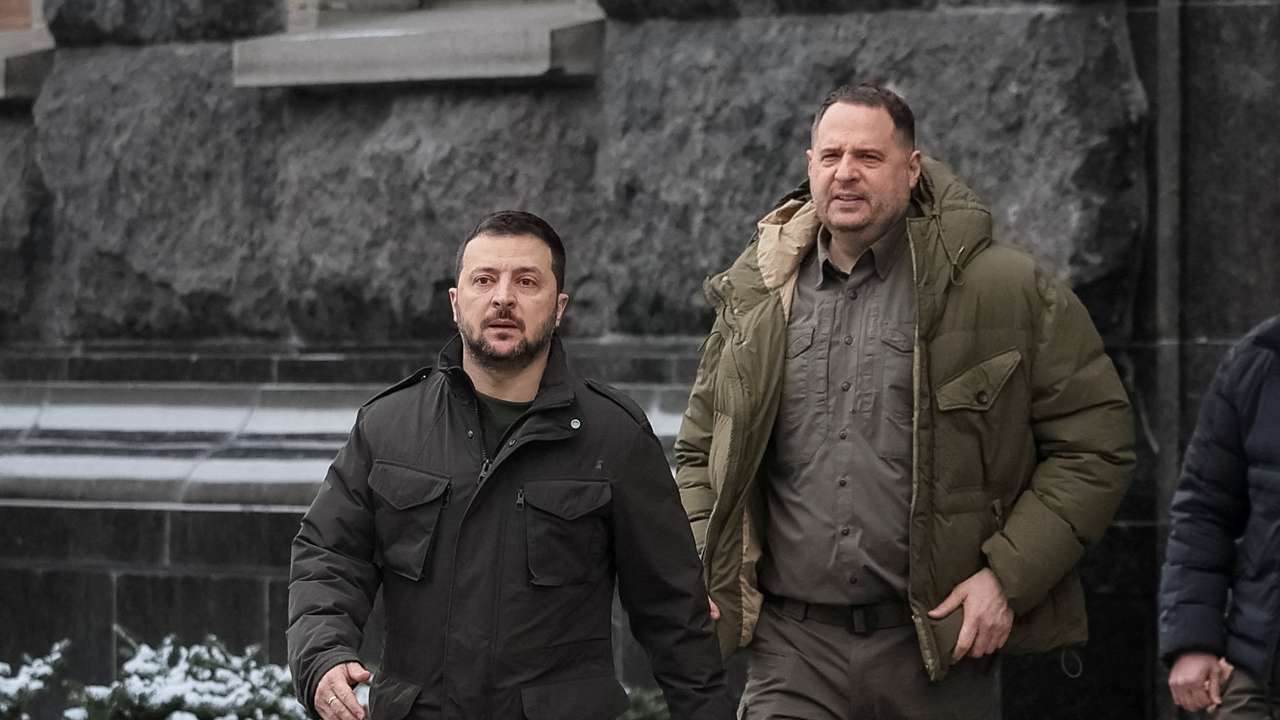 FILE PHOTO: Ukraine's President Zelenskiy amnd Head of Presidential Office Yermak in Kyiv