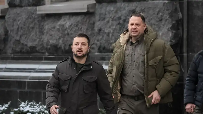 FILE PHOTO: Ukraine's President Zelenskiy amnd Head of Presidential Office Yermak in Kyiv