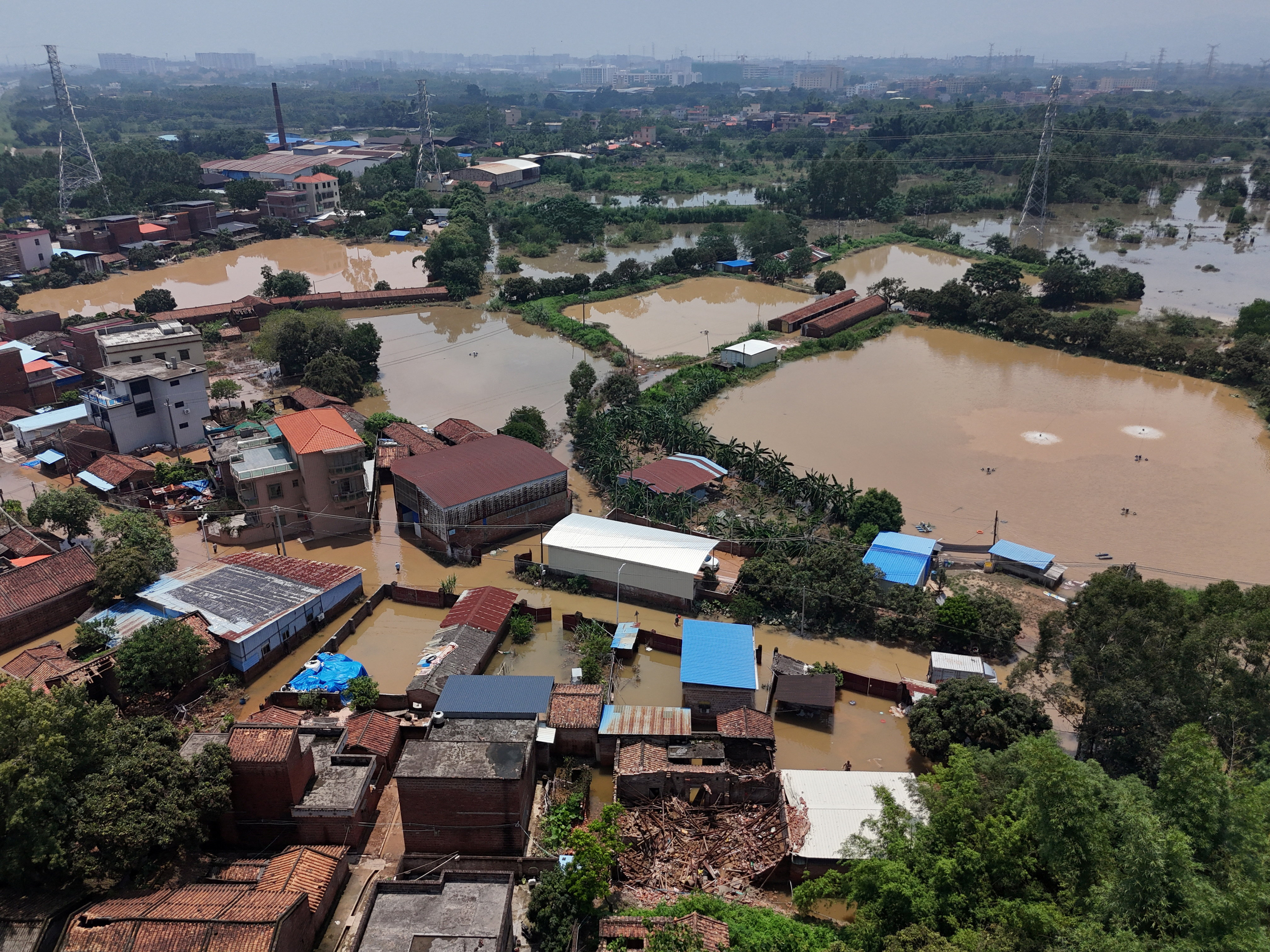 Flooding in a village in Qingyuan