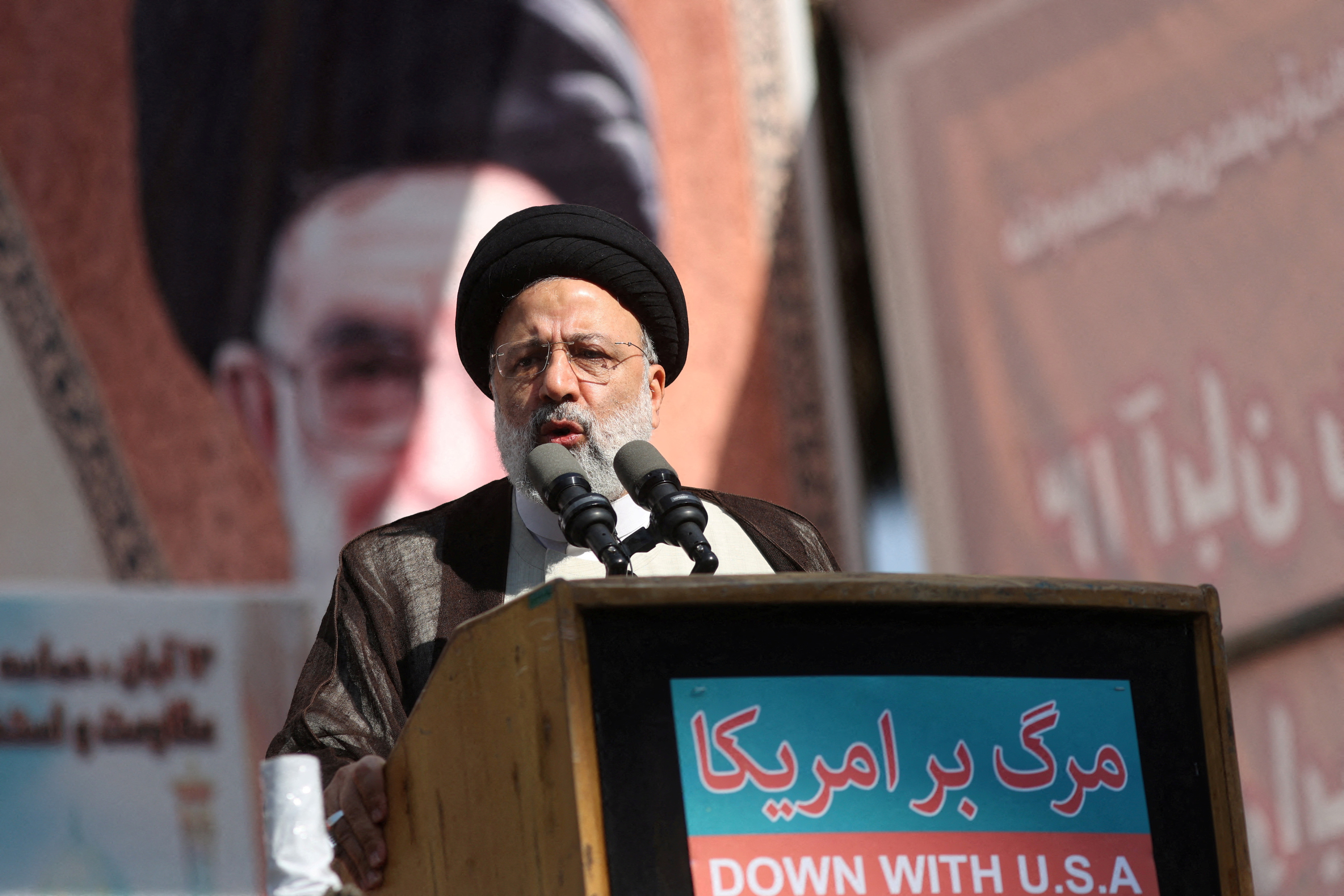 FILE PHOTO: People demonstrate during the 43rd anniversary of the U.S. expulsion from Iran