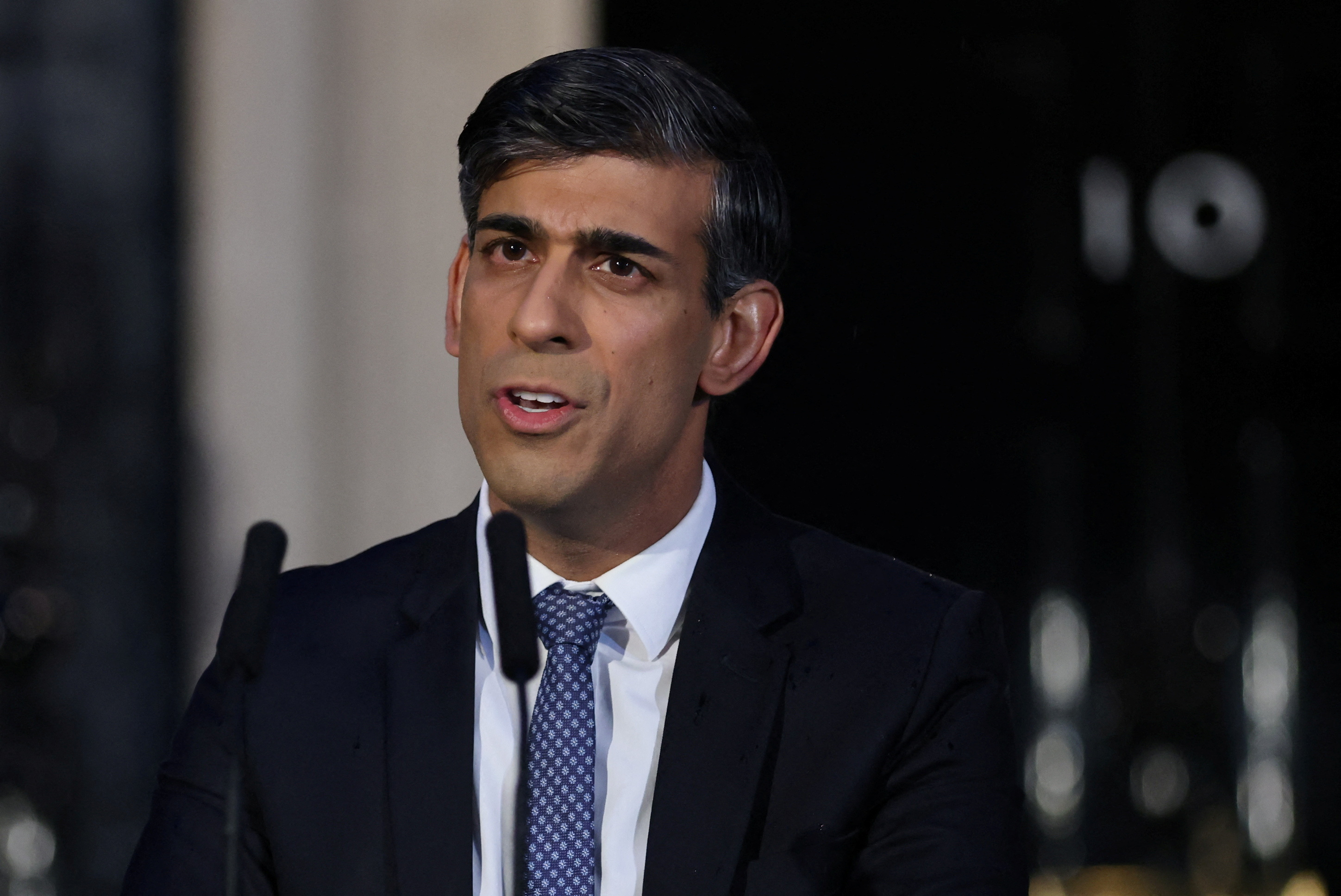 Britain's PM Sunak speaks outside 10 Downing Street