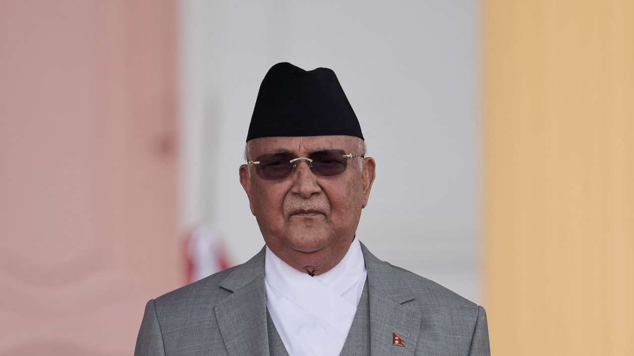 Newly appointed Prime Minister KP Sharma Oli takes the oath of office at the presidential building in Kathmandu