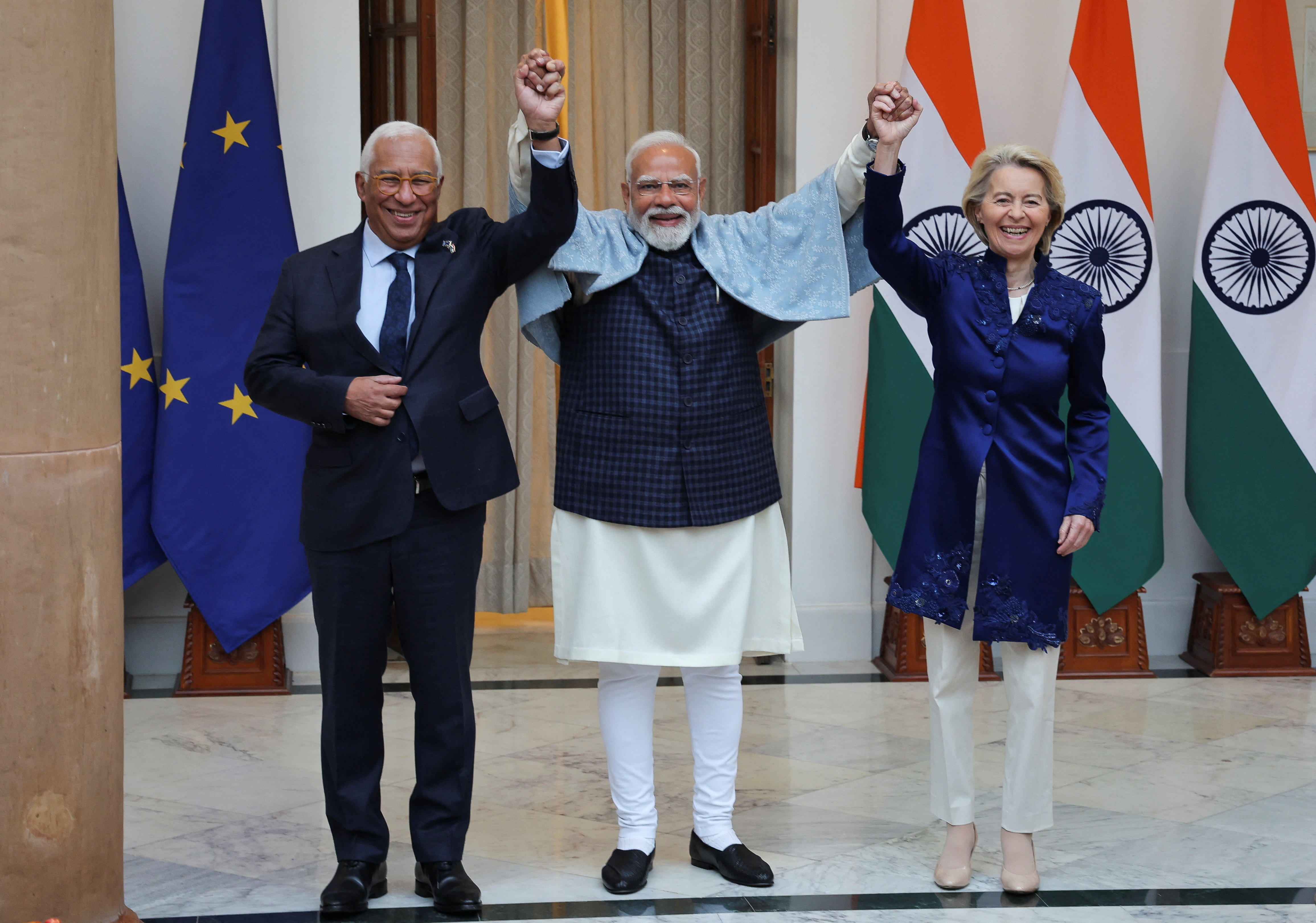 European Commission President von der Leyen and European Council President Costa visit India