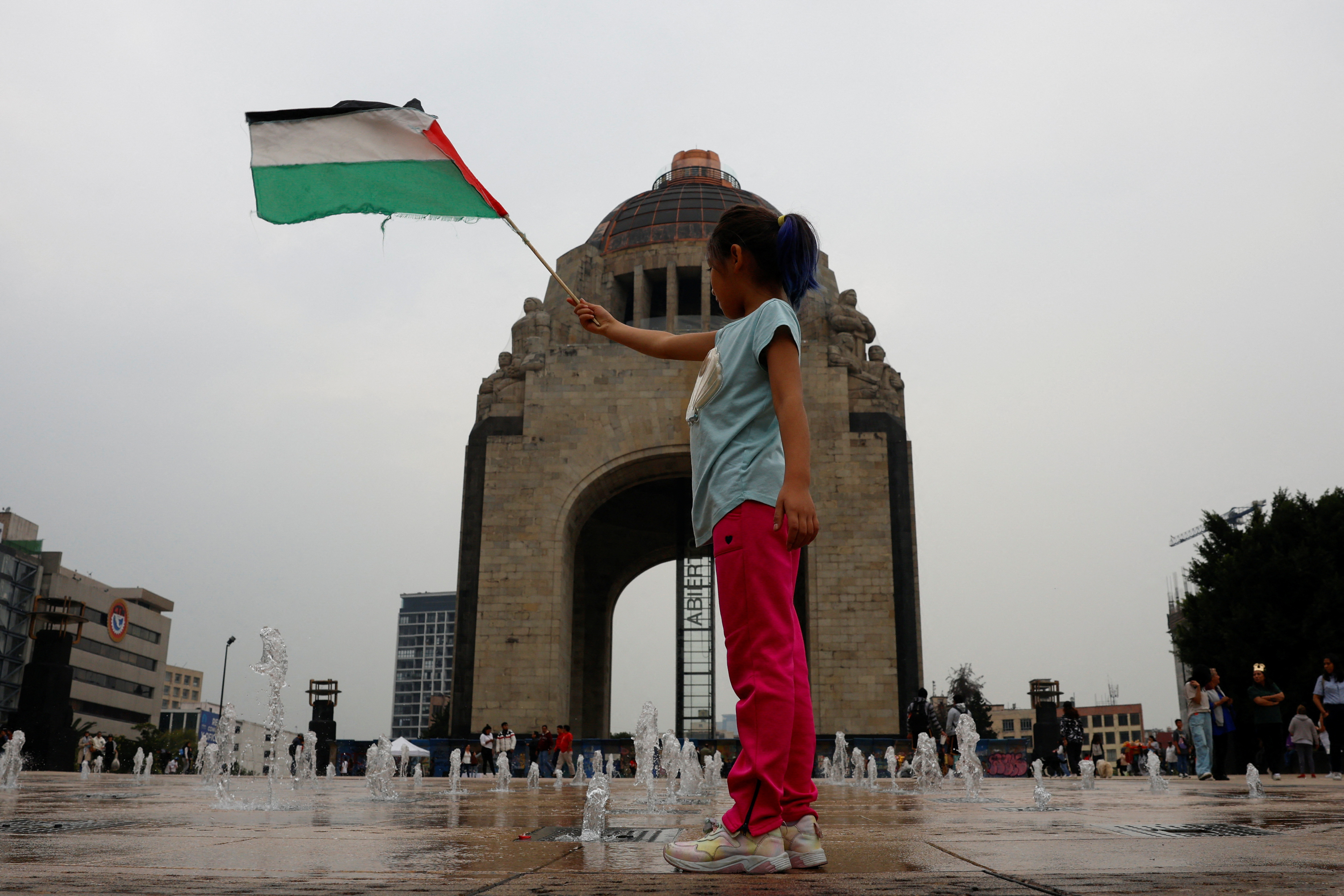 Pro-Palestinian demonstrators march ahead of the October 7 attack anniversary, in Mexico City
