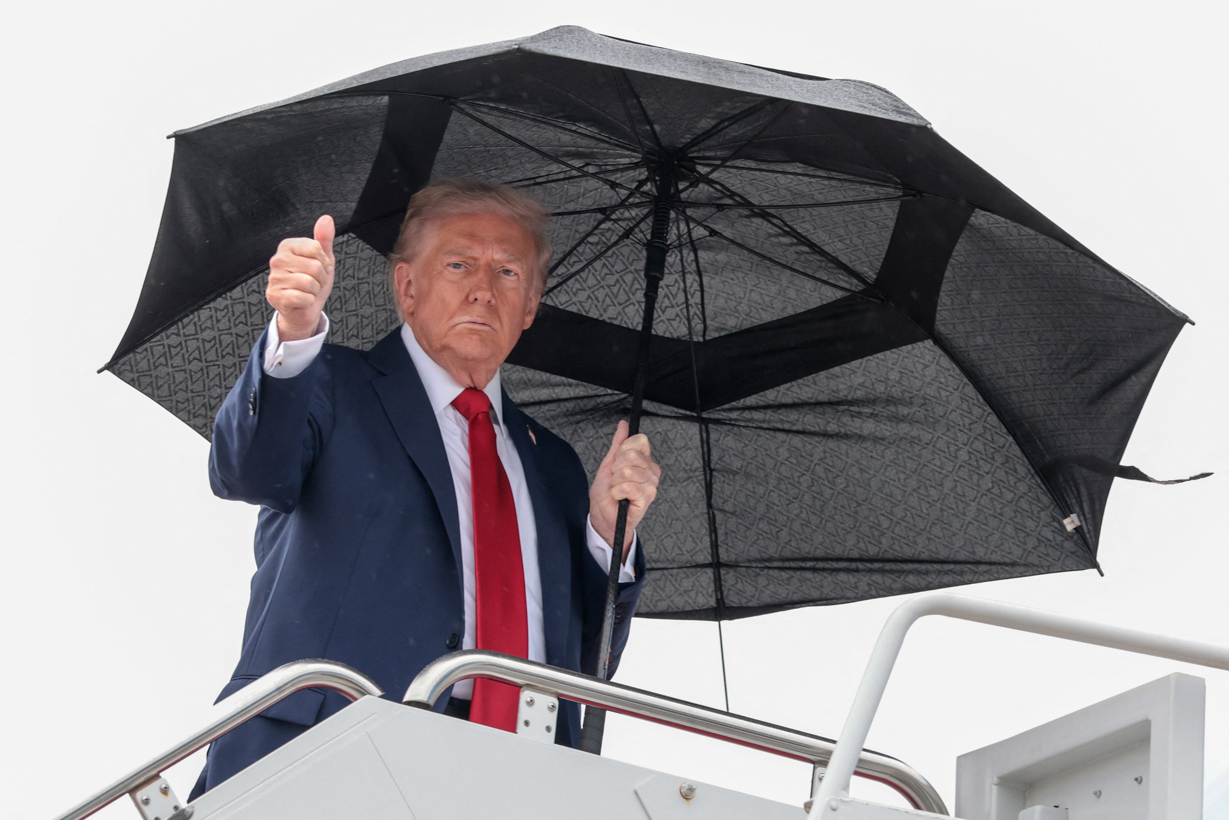 U.S. President Trump boards Air Force One as he departs for Israel, at Joint Base Andrews
