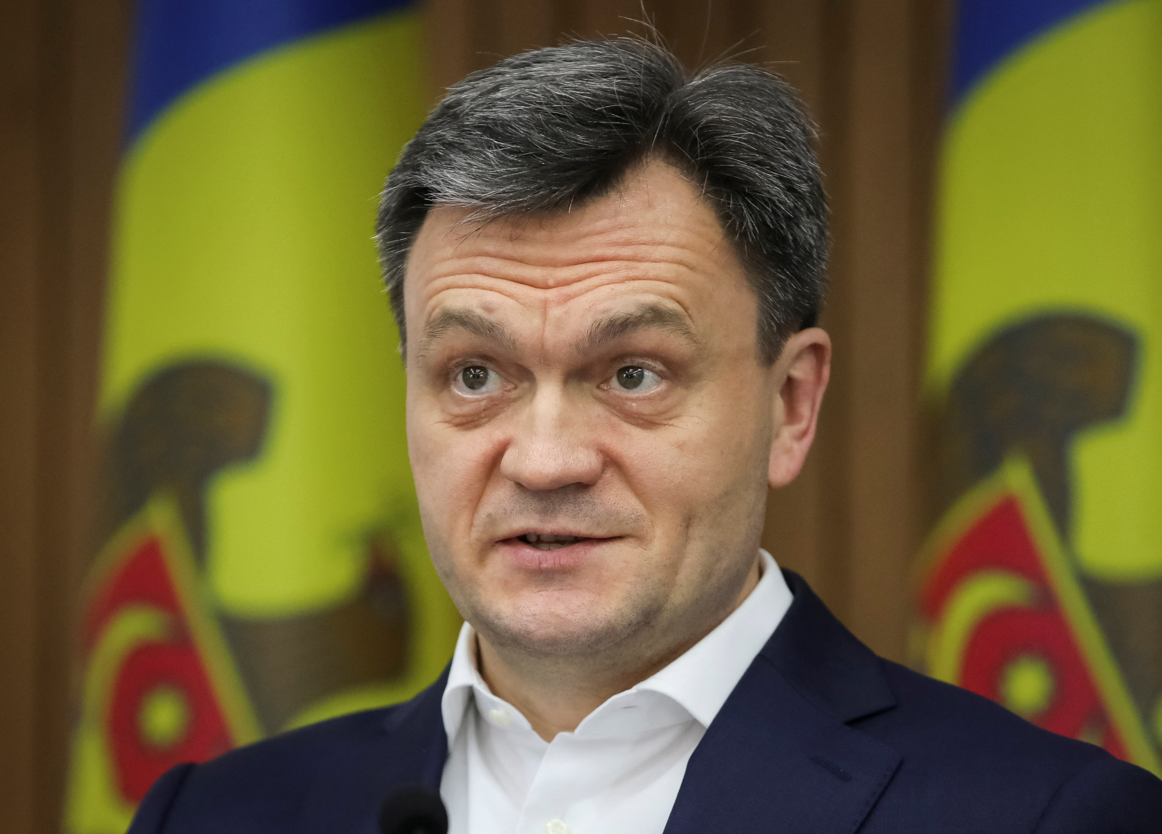 Moldovan Prime Minister Dorin Recean attends a meeting with IMF local representative in Chisinau
