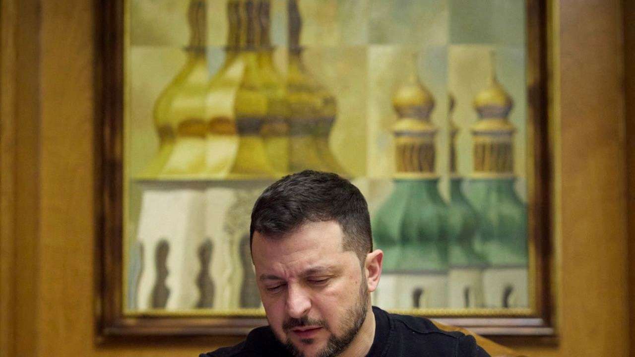 Ukraine's President Zelenskiy speaks on the phone with Germany's Chancellor Scholz in Kyiv