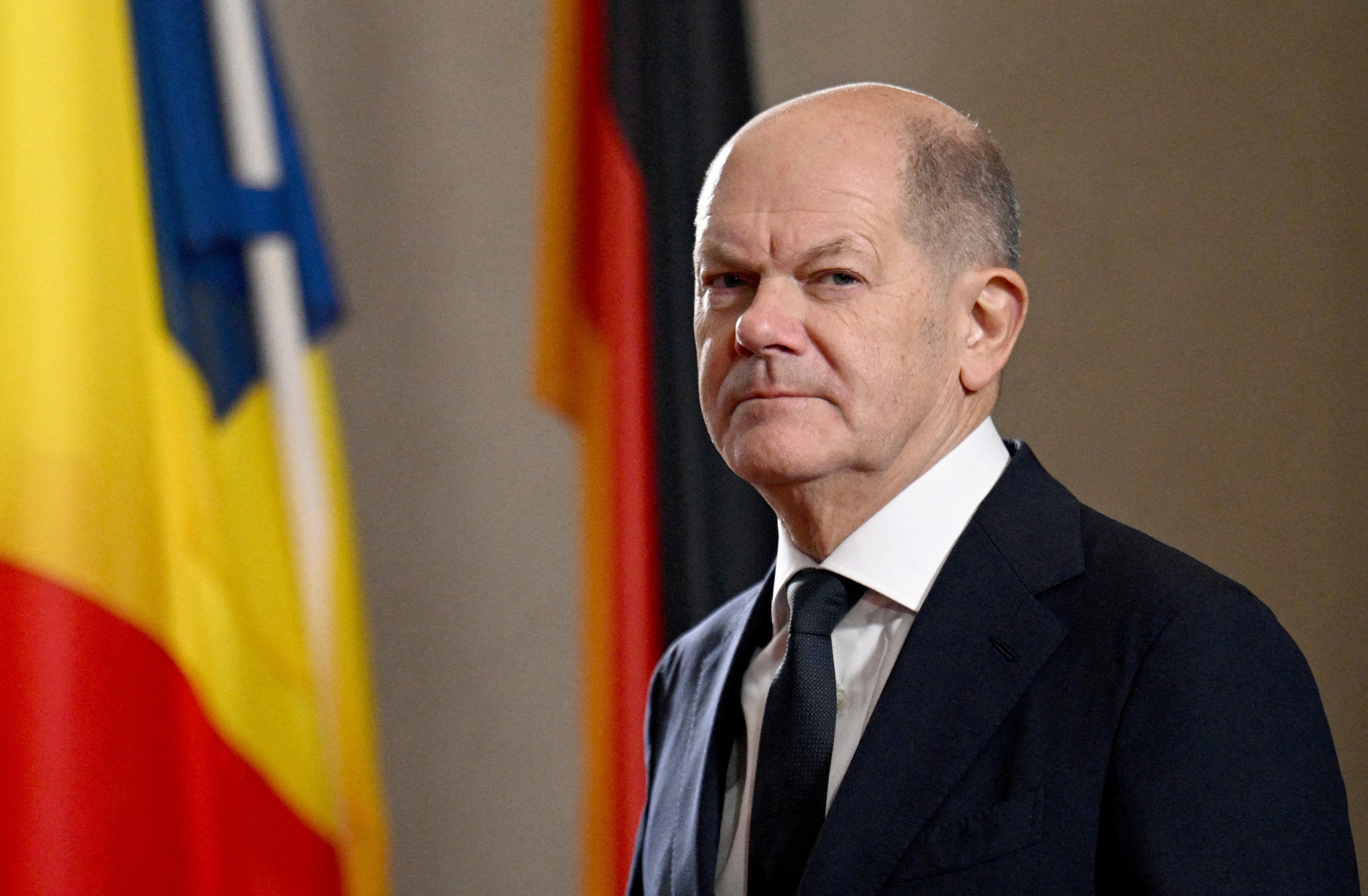 German Chancellor Scholz meets Romanian President Iohannis at the Chancellery in Berlin