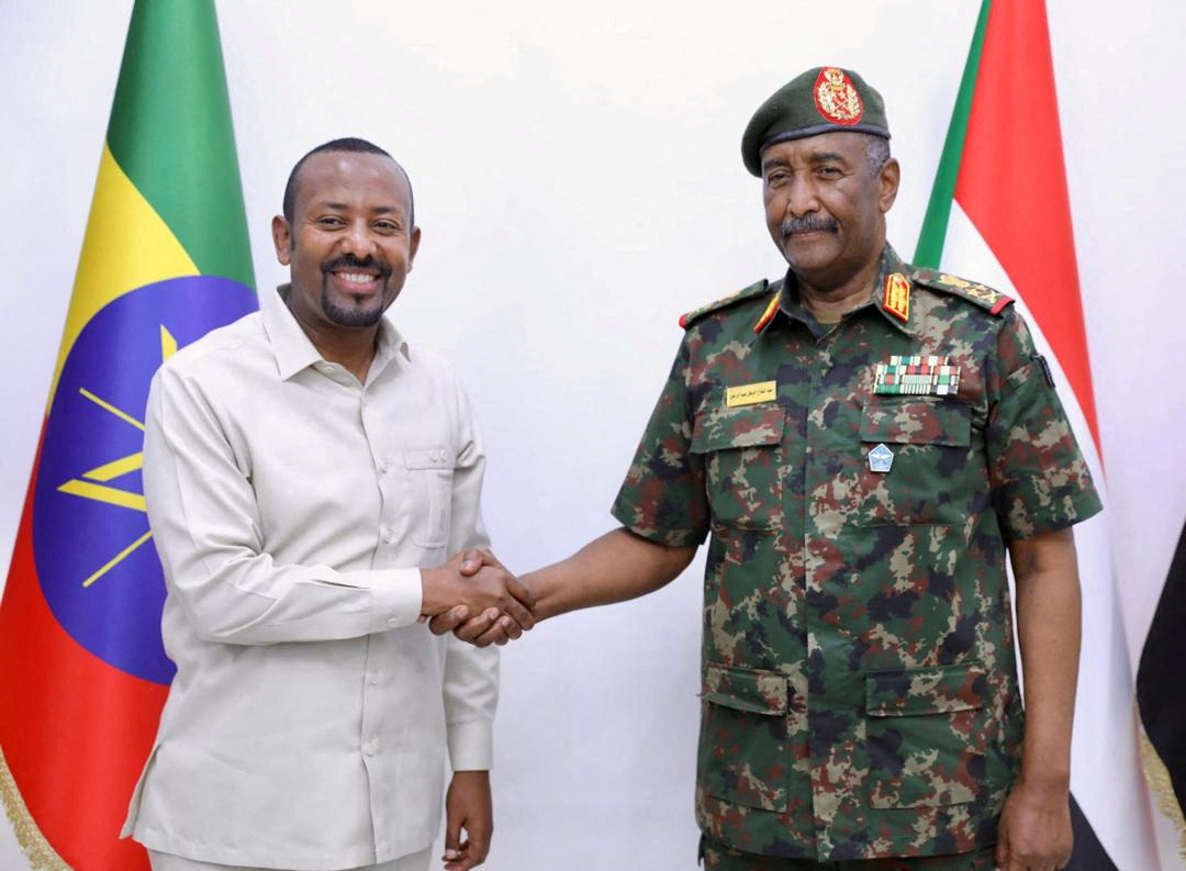 Sudan's army chief General Abdel Fattah al-Burhan meets Ethiopian Prime Minister Abiy Ahmed, in Port Sudan, Sudan