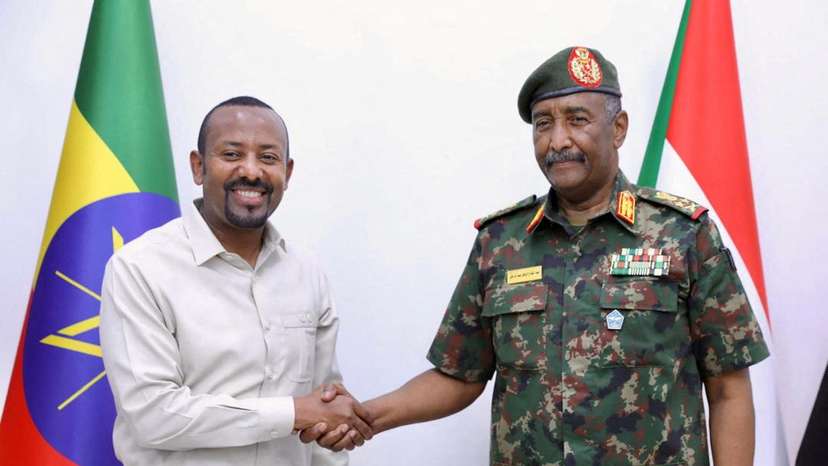 Sudan's army chief General Abdel Fattah al-Burhan meets Ethiopian Prime Minister Abiy Ahmed, in Port Sudan, Sudan