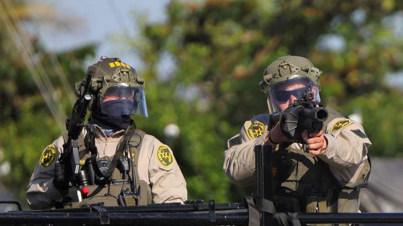 Protest following multiple detentions by Immigration and Customs Enforcement (ICE), in Compton