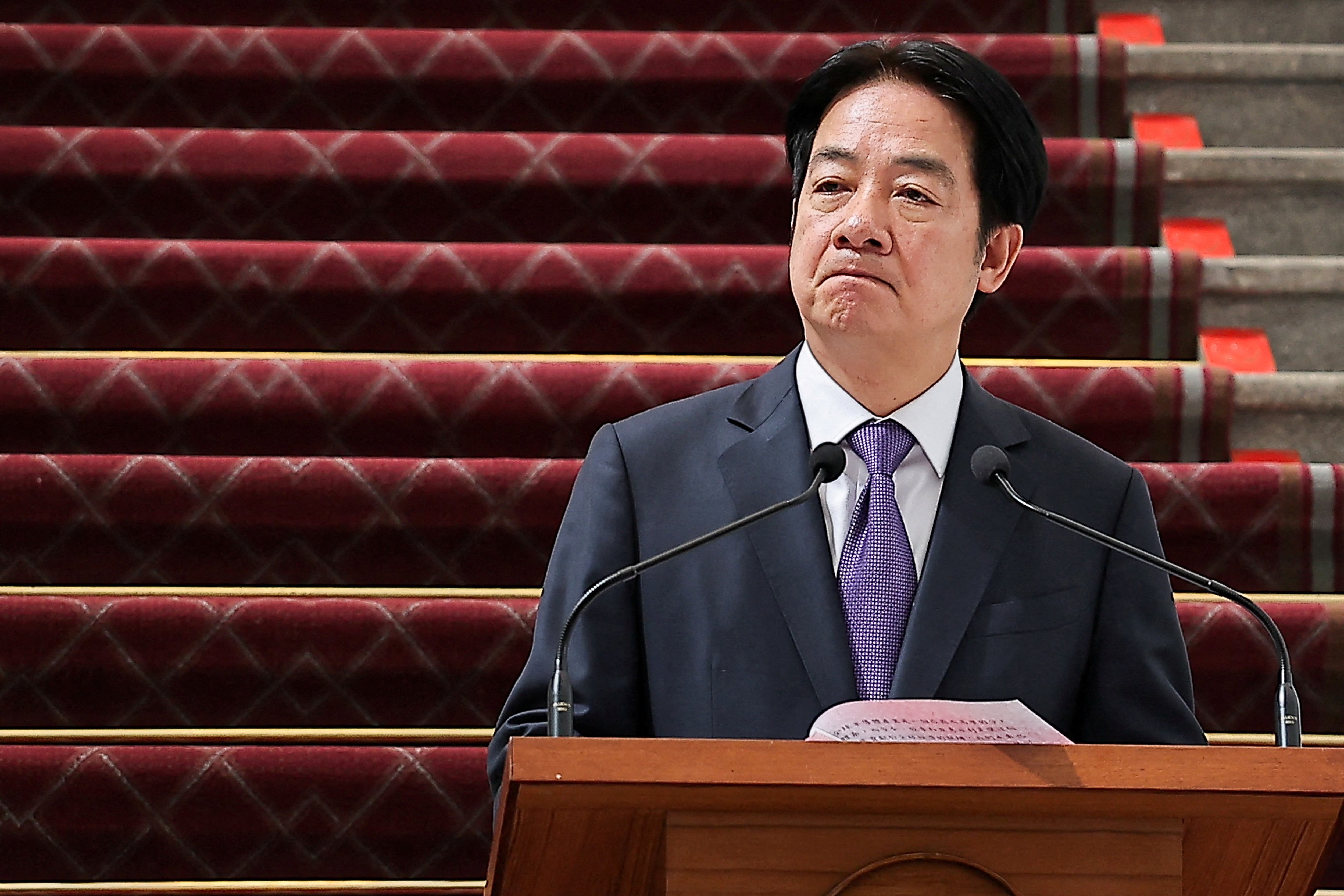 Taiwan's President Lai Ching-te holds a press conference in Taipei