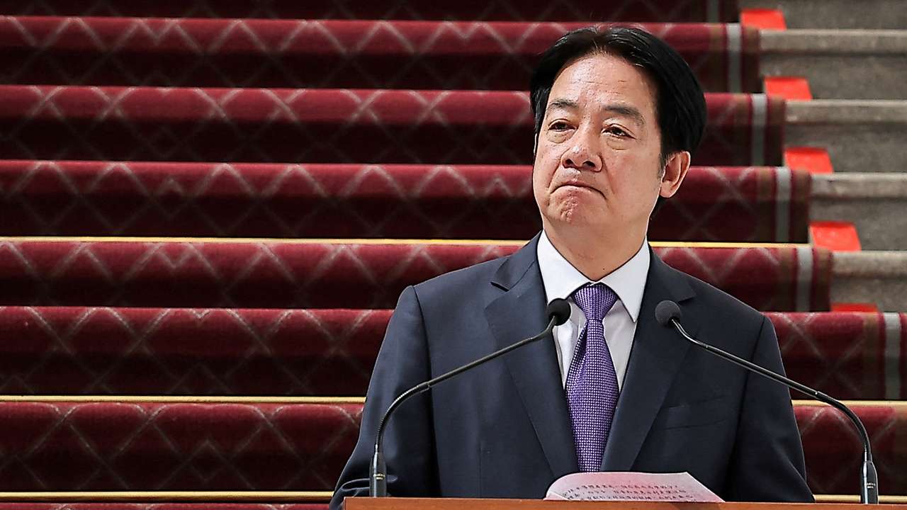 Taiwan's President Lai Ching-te holds a press conference in Taipei