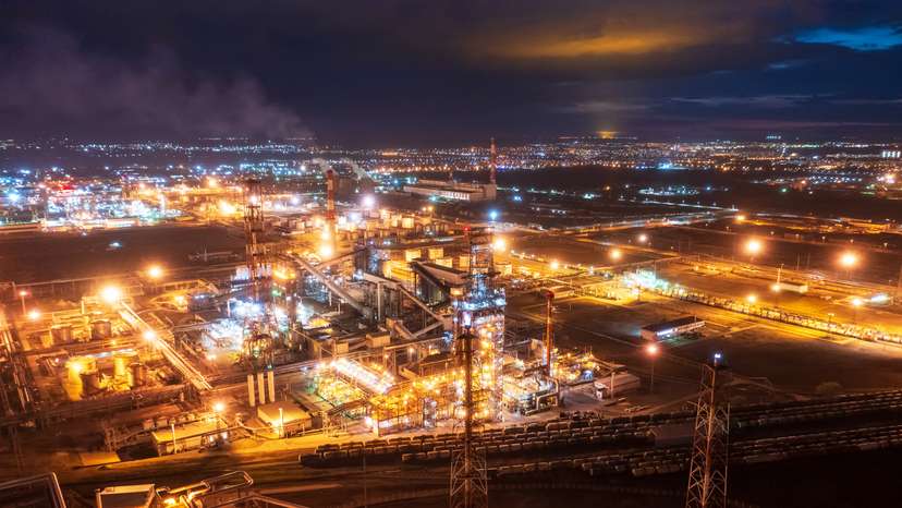 A general view shows the oil refinery of the Lukoil company in Volgograd