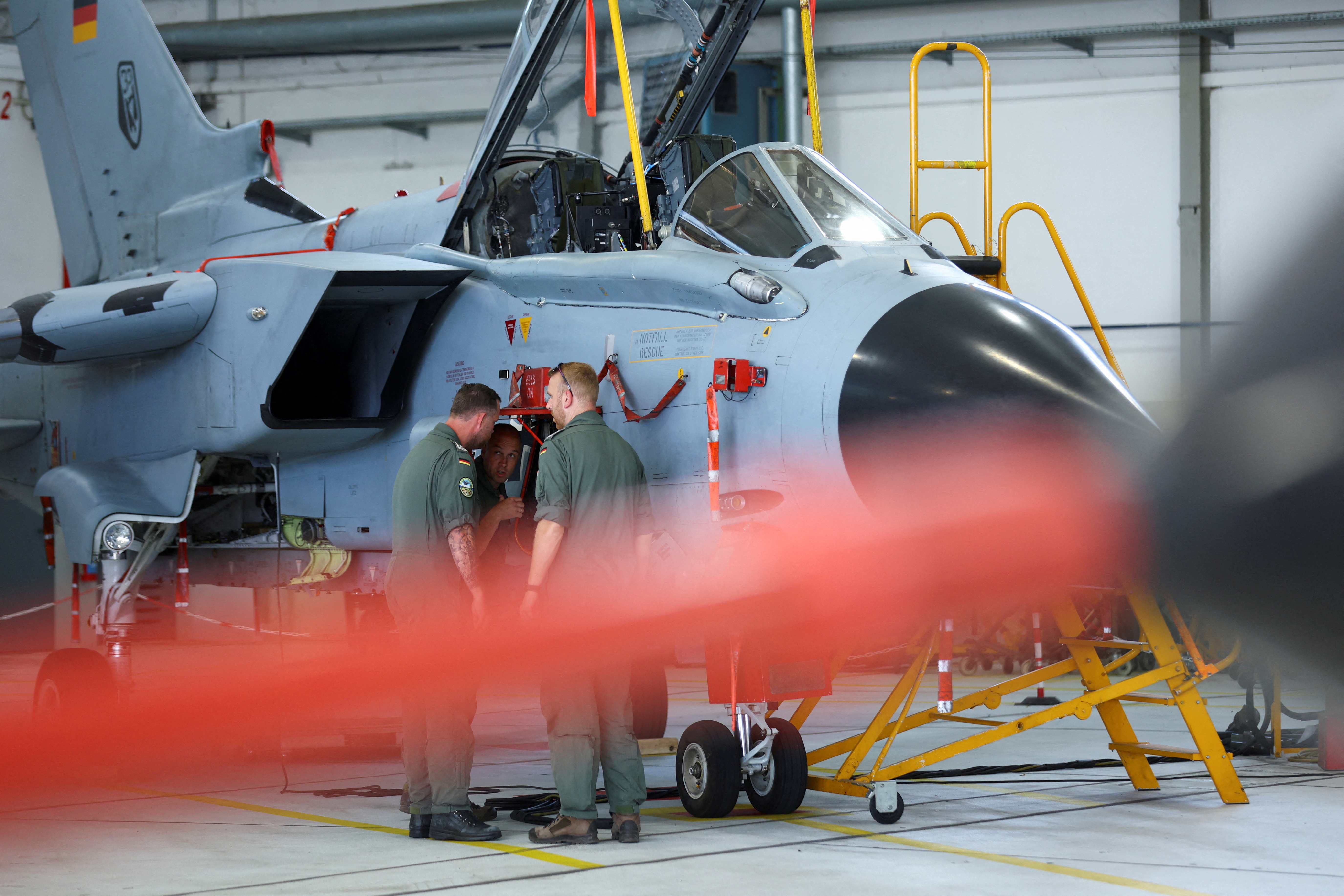 FILE PHOTO: Germany's Defence Minister Boris Pistorius visits an air base in Buechel