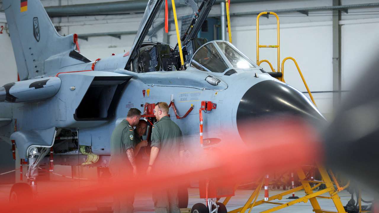 FILE PHOTO: Germany's Defence Minister Boris Pistorius visits an air base in Buechel