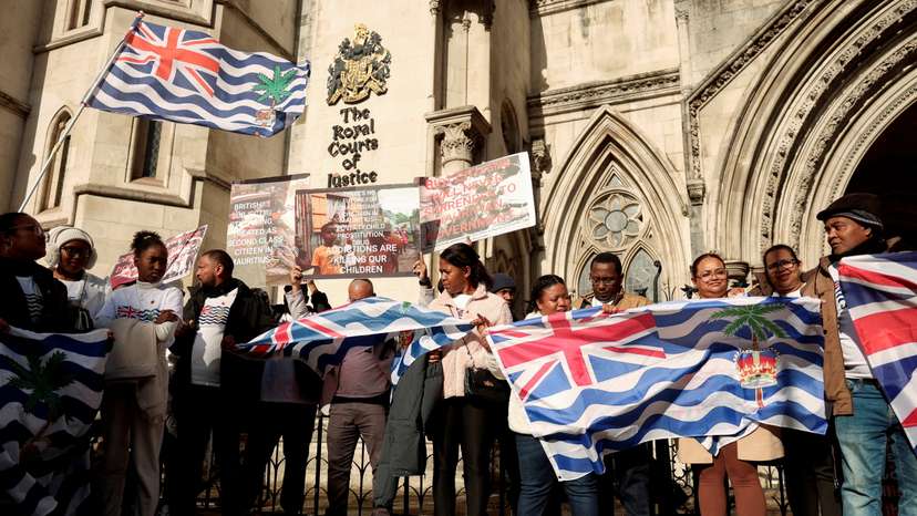 FILE PHOTO: FILE PHOTO: Campaigners oppose Britain’s Chagos deal outside High Court