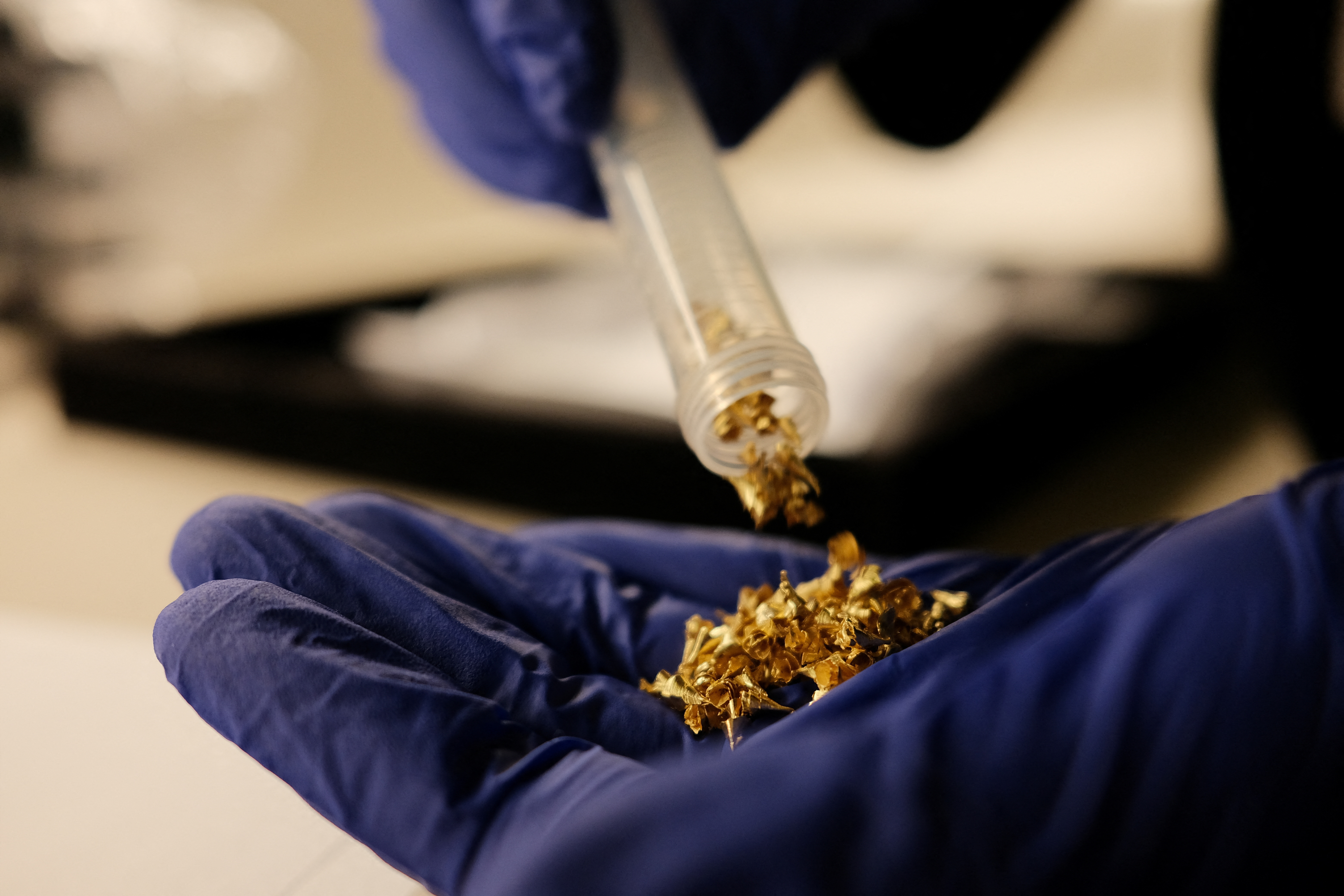 Gold samples are display at Brazil's Federal Police 'Ouroteca' in Brasilia