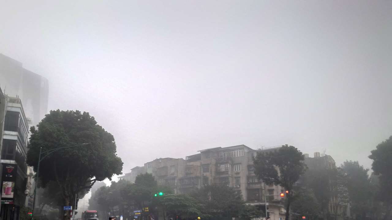 A view of traffic amid air pollution in Hanoi