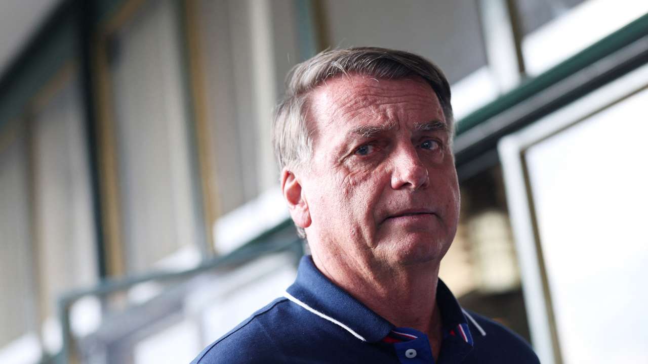 Former Brazilian President Jair Bolsonaro arrives at Congonhas airport in Sao Paulo